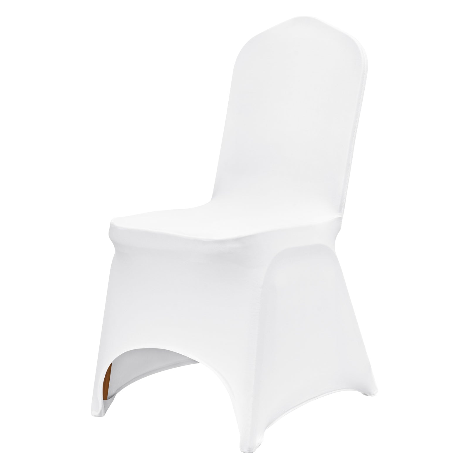 Stretch Spandex Folding Chair Covers, Universal Fitted Arched Front Cover, Removable Washable Protective Slipcovers, for Wedding, Holiday, Banquet, Party, Celebration, Dining (100PCS White)