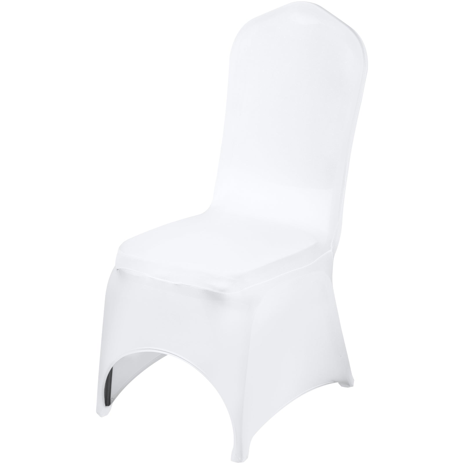 Stretch Spandex Folding Chair Covers, Universal Fitted Arched Front Cover, Removable Washable Protective Slipcovers, for Wedding, Holiday, Banquet, Party, Celebration, Dining (100PCS White)