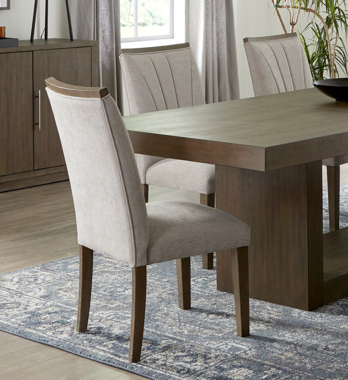 Contemporary Design Dining Side Chairs Set of 2, Brown Finish Wooden Furniture