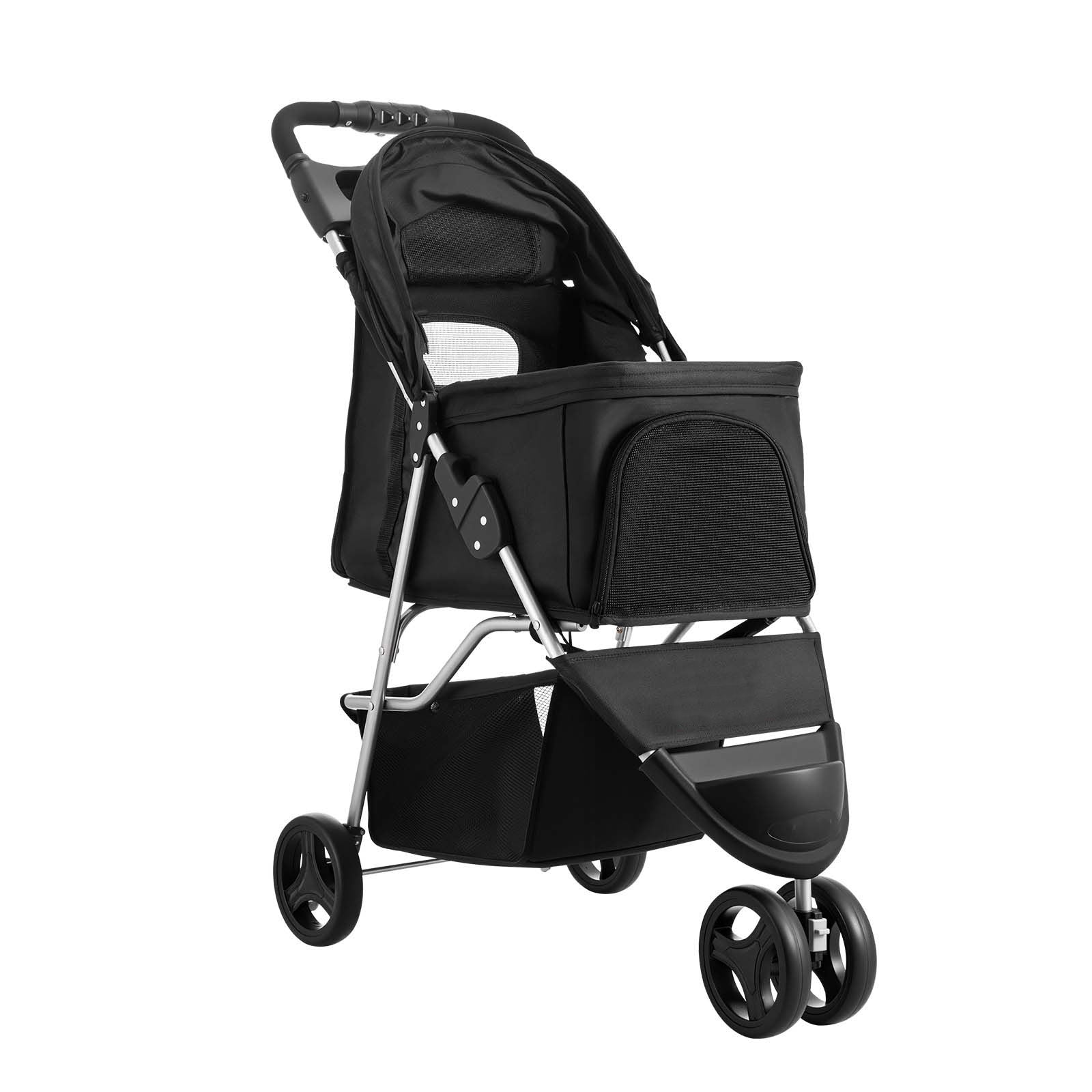 Pet Stroller Foldable 3 Wheels Dog Stroller with Brake up to 35lbs Travel Camp