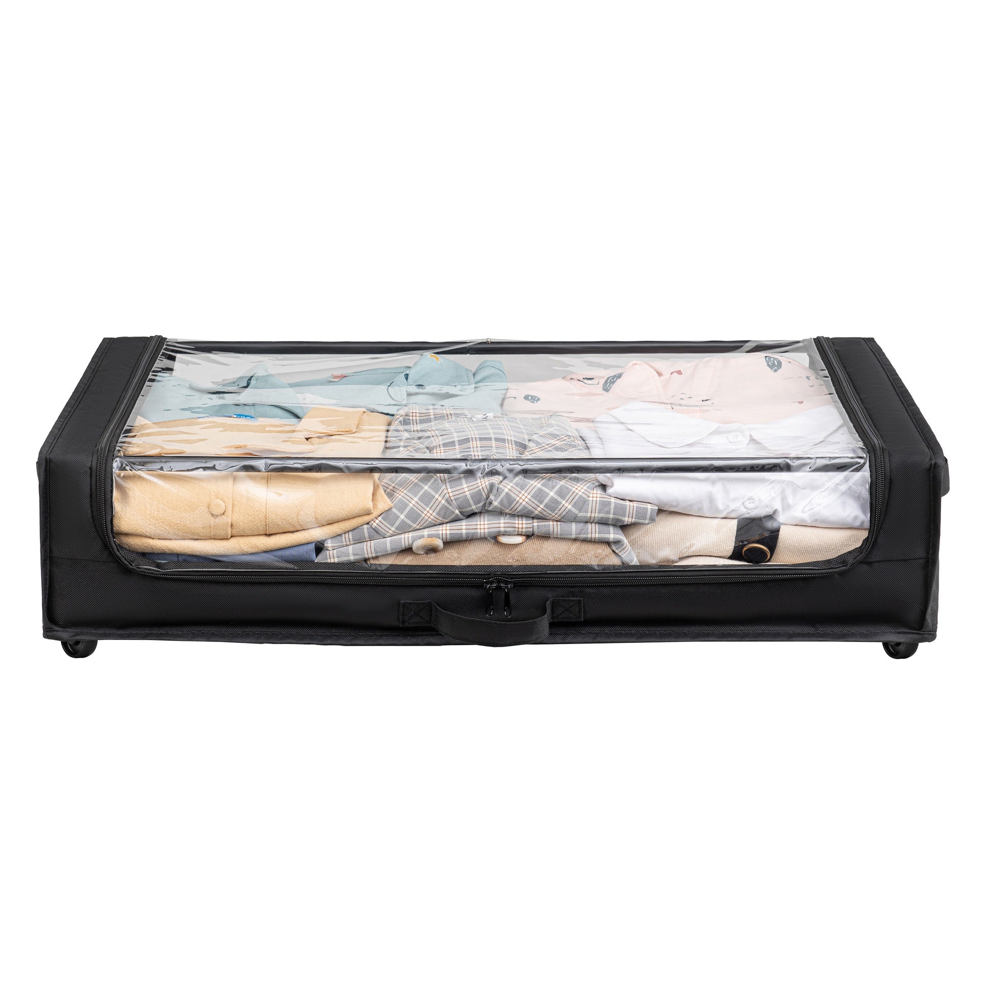 Set of 2 Under-Bed Rolling Storage Container with Transparent Cover, Versatile Space-Saving Design, and Smooth-Glide Multi-Directional Wheels – Ideal for Organizing Clothes, Shoes, and More