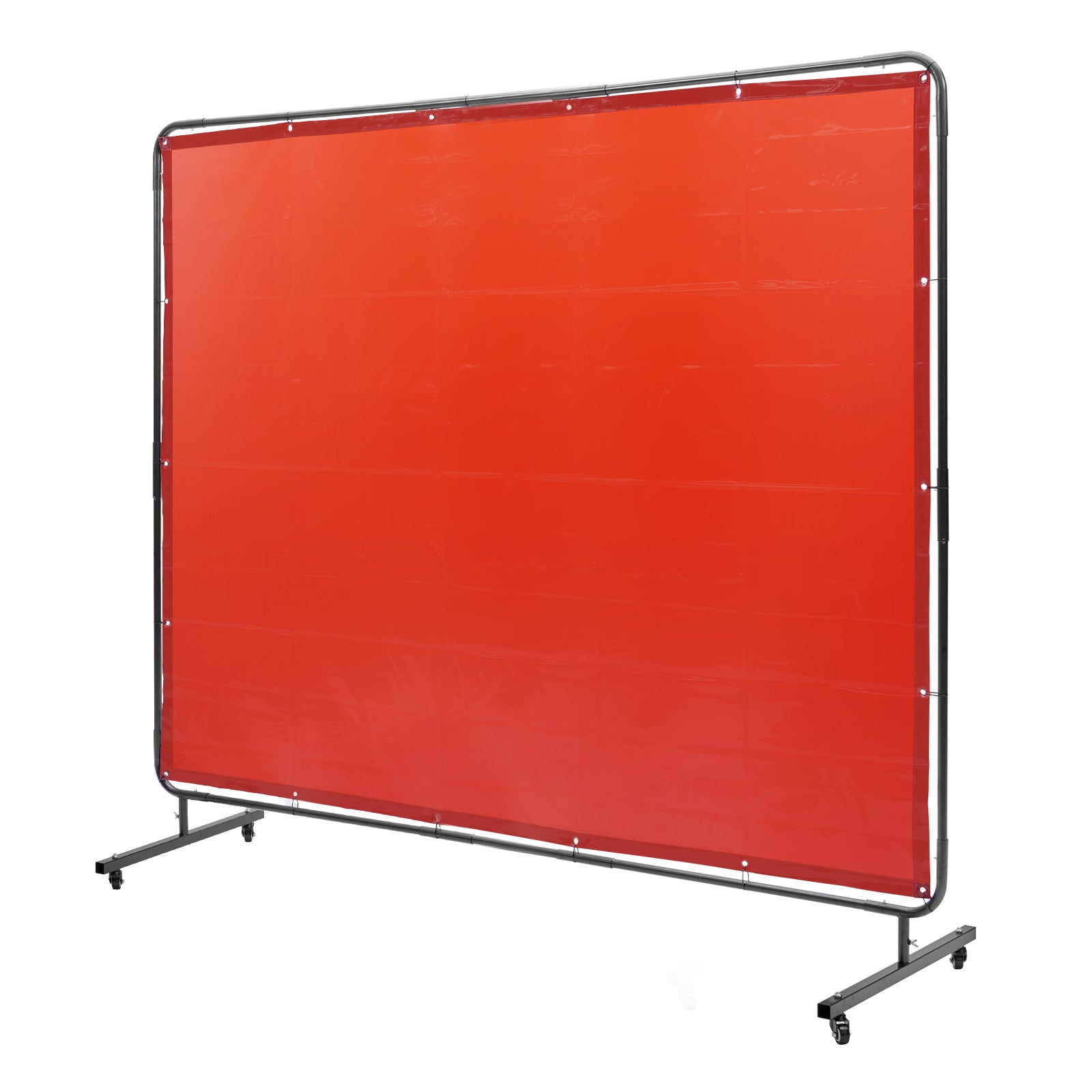 Welding Screen with Frame, 6' x 8' Welding Curtain Screen, Flame-Resistant Vinyl Welding Protection Screen on 4 Swivel Wheels (2 Lockable), Moveable & Professional for Workshop/Industrial, Red