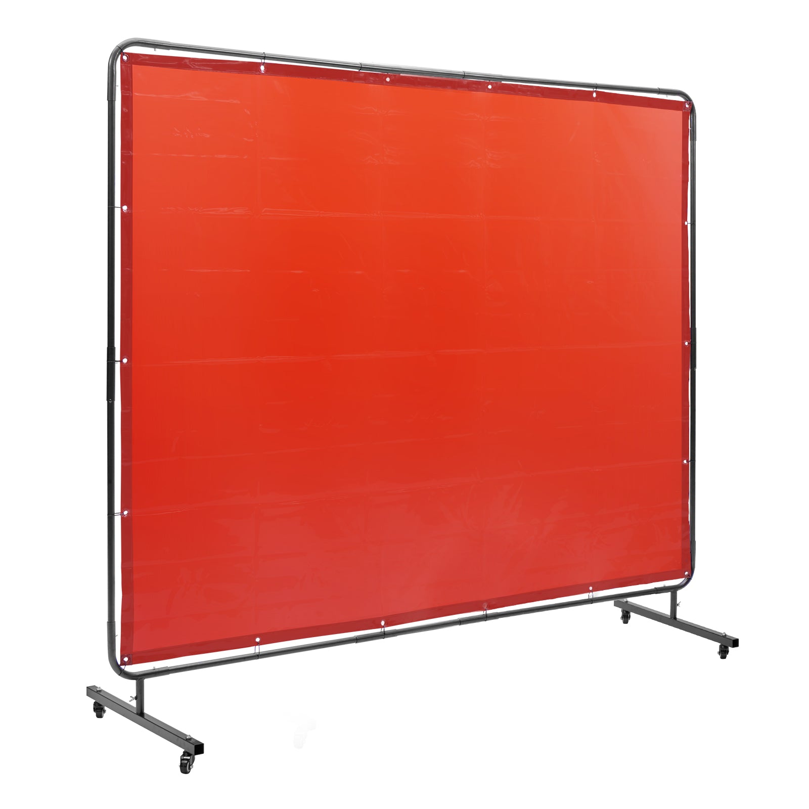Welding Screen with Frame, 6' x 8' Welding Curtain Screen, Flame-Resistant Vinyl Welding Protection Screen on 4 Swivel Wheels (2 Lockable), Moveable & Professional for Workshop/Industrial, Red
