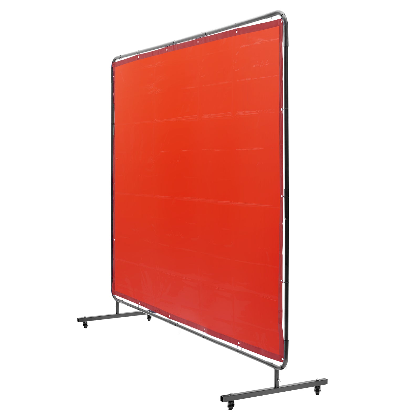 Welding Screen with Frame, 6' x 8' Welding Curtain Screen, Flame-Resistant Vinyl Welding Protection Screen on 4 Swivel Wheels (2 Lockable), Moveable & Professional for Workshop/Industrial, Red