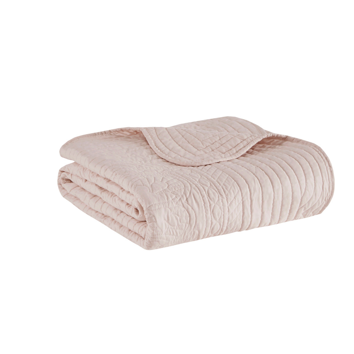 Oversized Quilted Throw with Scalloped Edges Blush 60x72"