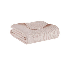 Oversized Quilted Throw with Scalloped Edges Blush 60x72"