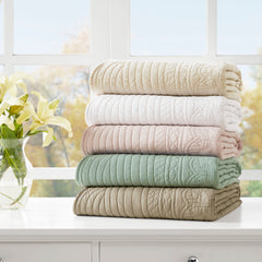 Oversized Quilted Throw with Scalloped Edges Blush 60x72"