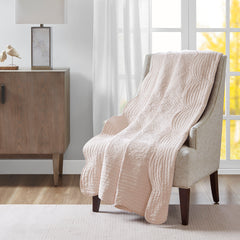 Oversized Quilted Throw with Scalloped Edges Blush 60x72"