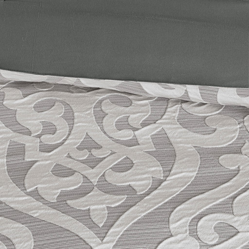8 Piece Jacquard Comforter Set Silver/Silver King