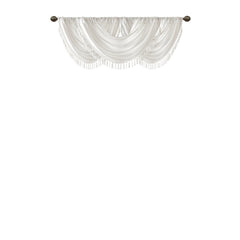 Faux Silk Waterfall Embellished Valance White 38x46"