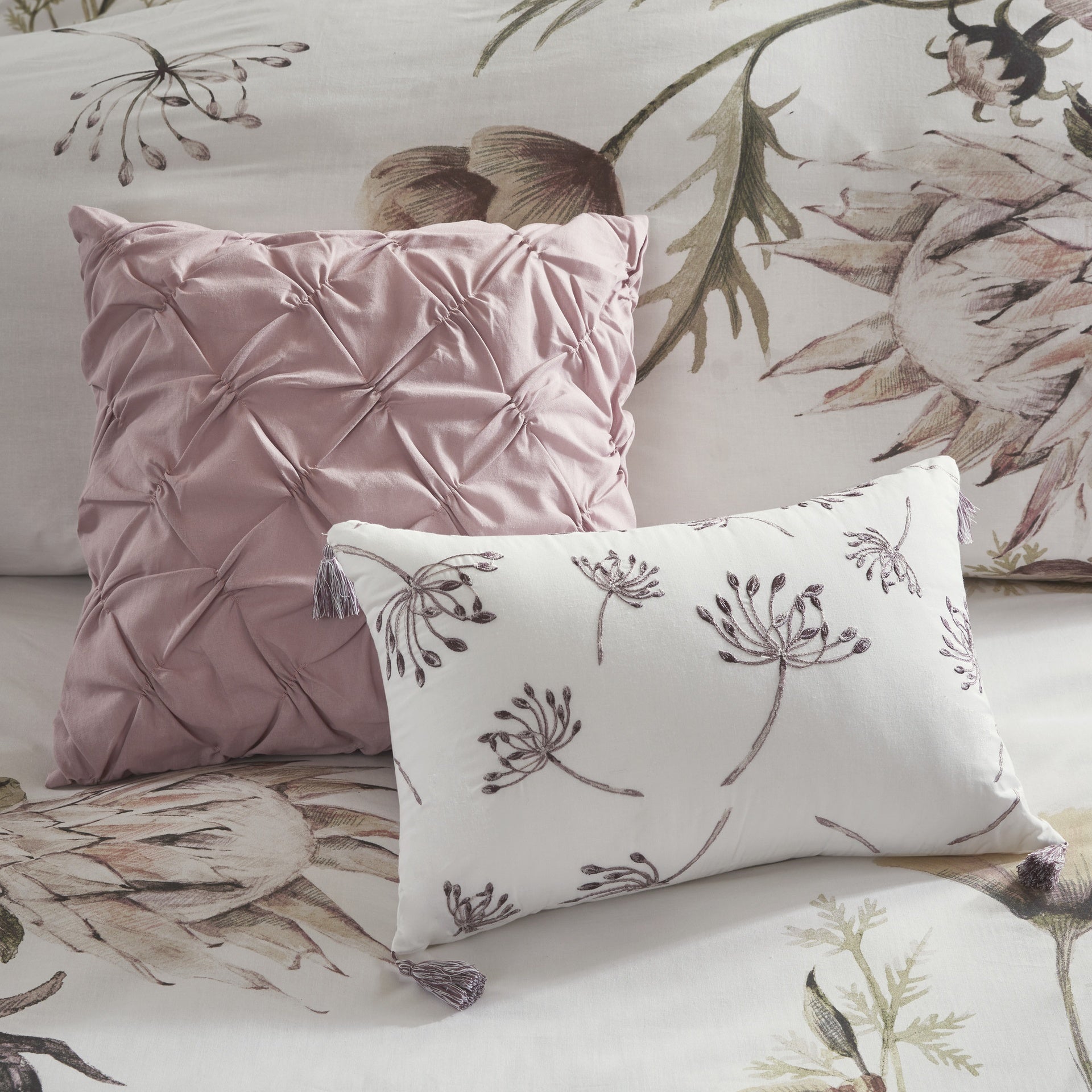 8 Piece Cotton Printed Comforter Set Blush Cal King