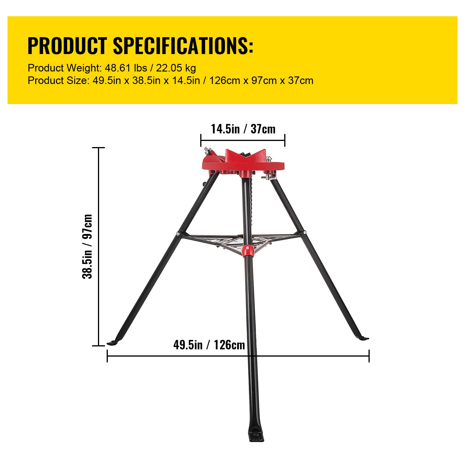 6" Tripod Pipe Chain Vise Stand w/ Steel Legs & Rubber Mounts bib