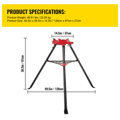 6" Tripod Pipe Chain Vise Stand w/ Steel Legs & Rubber Mounts bib