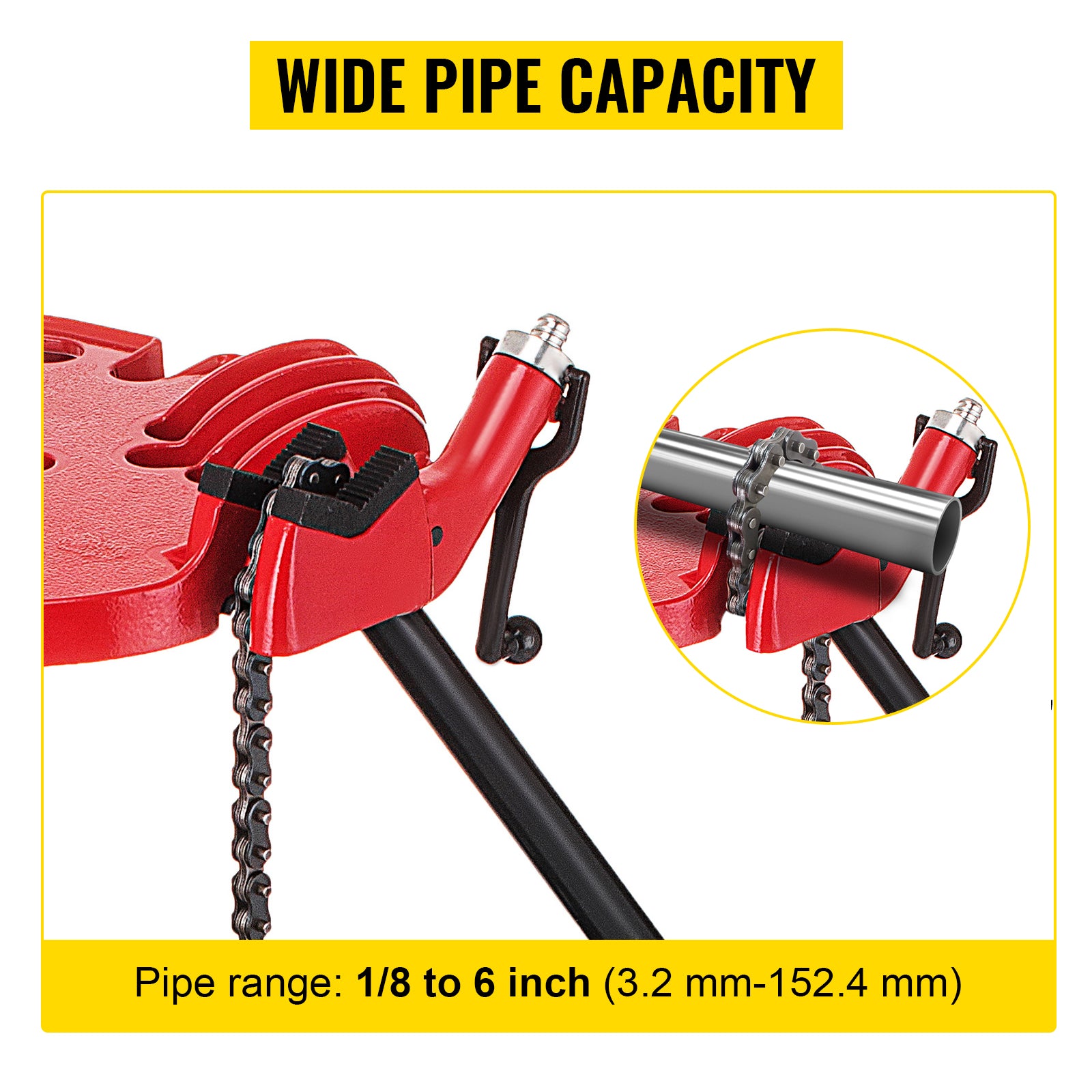 6" Tripod Pipe Chain Vise Stand w/ Steel Legs & Rubber Mounts bib