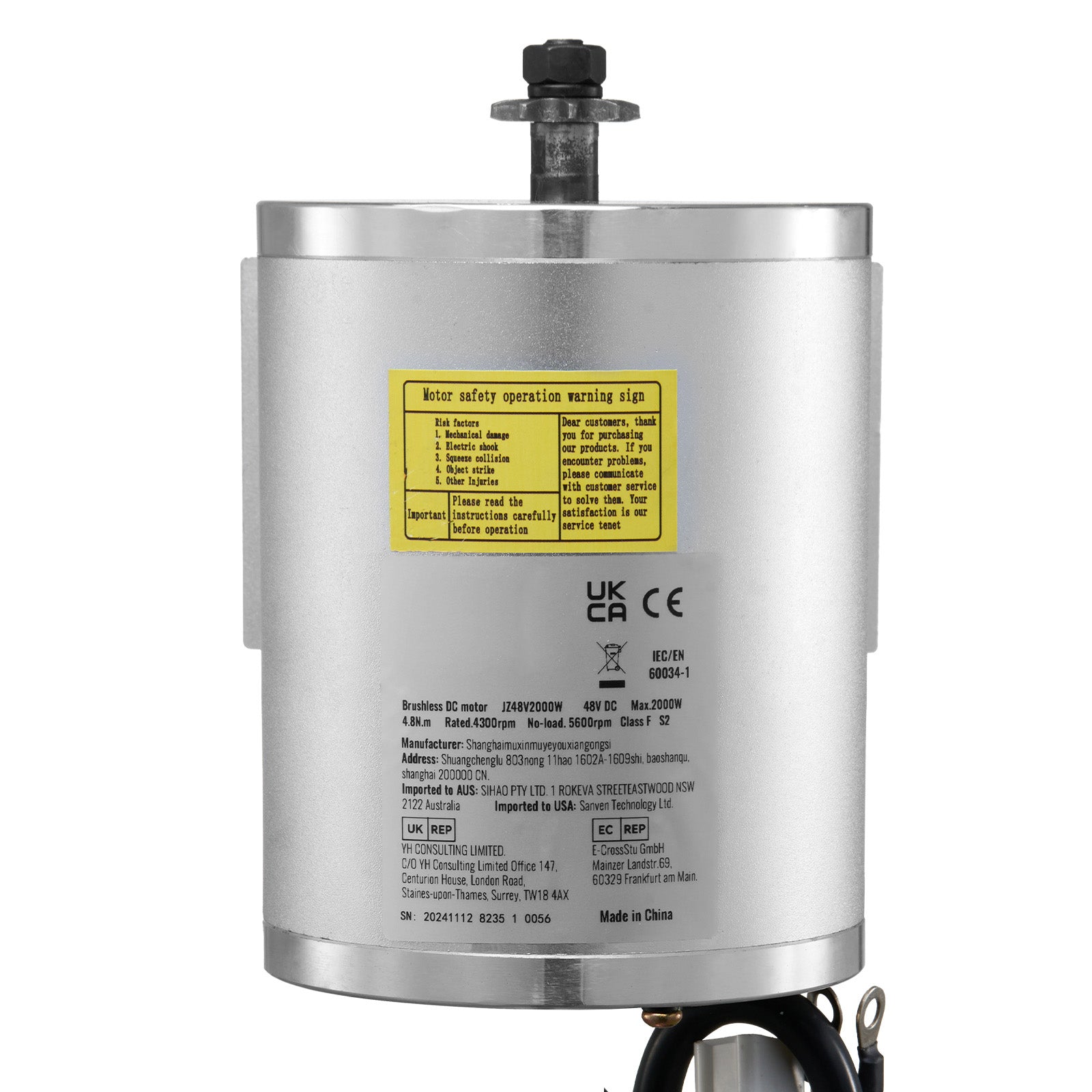 2000W Electric Brushless DC Motor Kit 48V 4300rpm Motor with Speed Controller