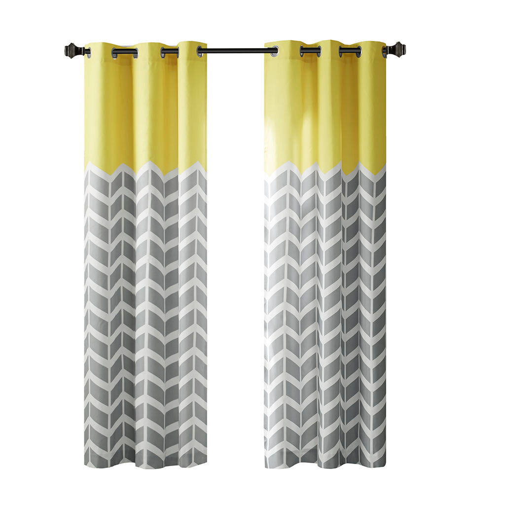 Chevron Printed Room Darkening Grommet Top Panel Pair
