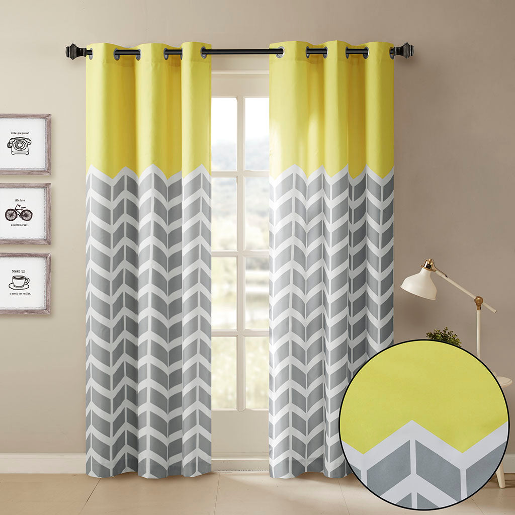 Chevron Printed Room Darkening Grommet Top Panel Pair