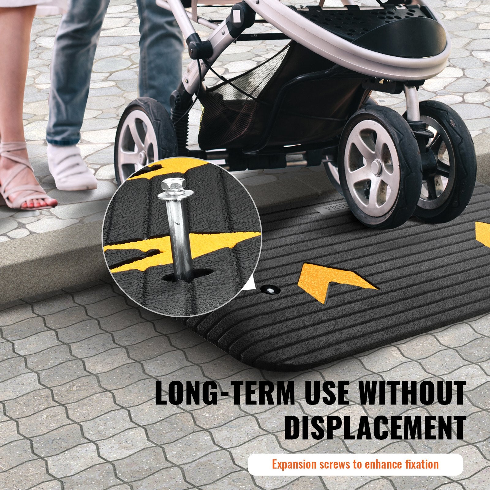 Upgraded Rubber Threshold Ramp, 3" Rise Door Ramp with 1 Channel, Natural Rubber Car Ramp with Non-Slip Textured Surface, 33069 lbs Load Capacity Curb Ramp for Wheelchair and Scooter