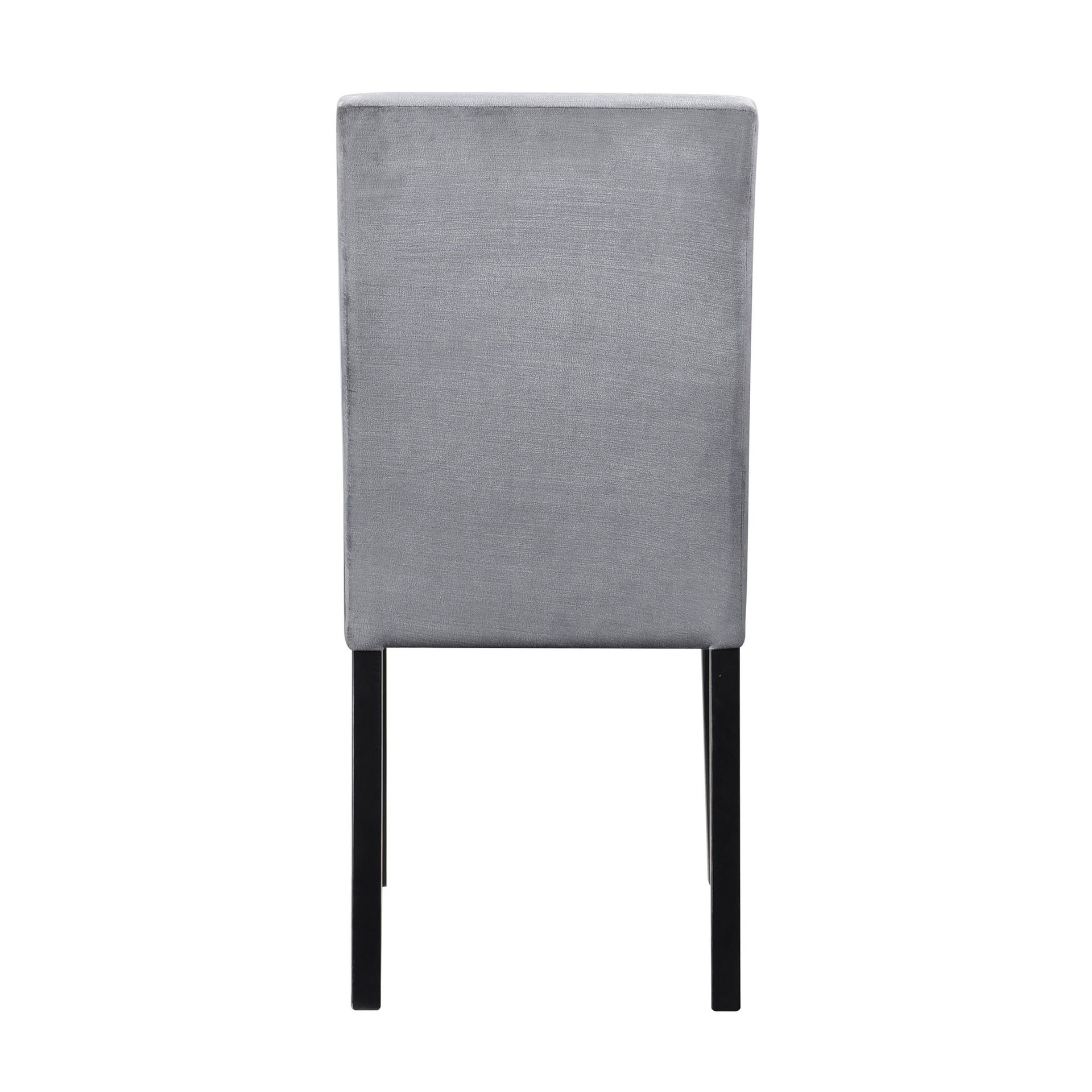 Andy 18 Inch Side Dining Chairs Set of 2, Channel Tufted Gray Velvet, Black Wood