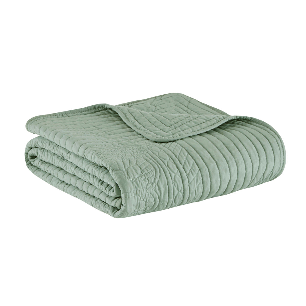 Oversized Quilted Throw with Scalloped Edges Seafoam 60x72"