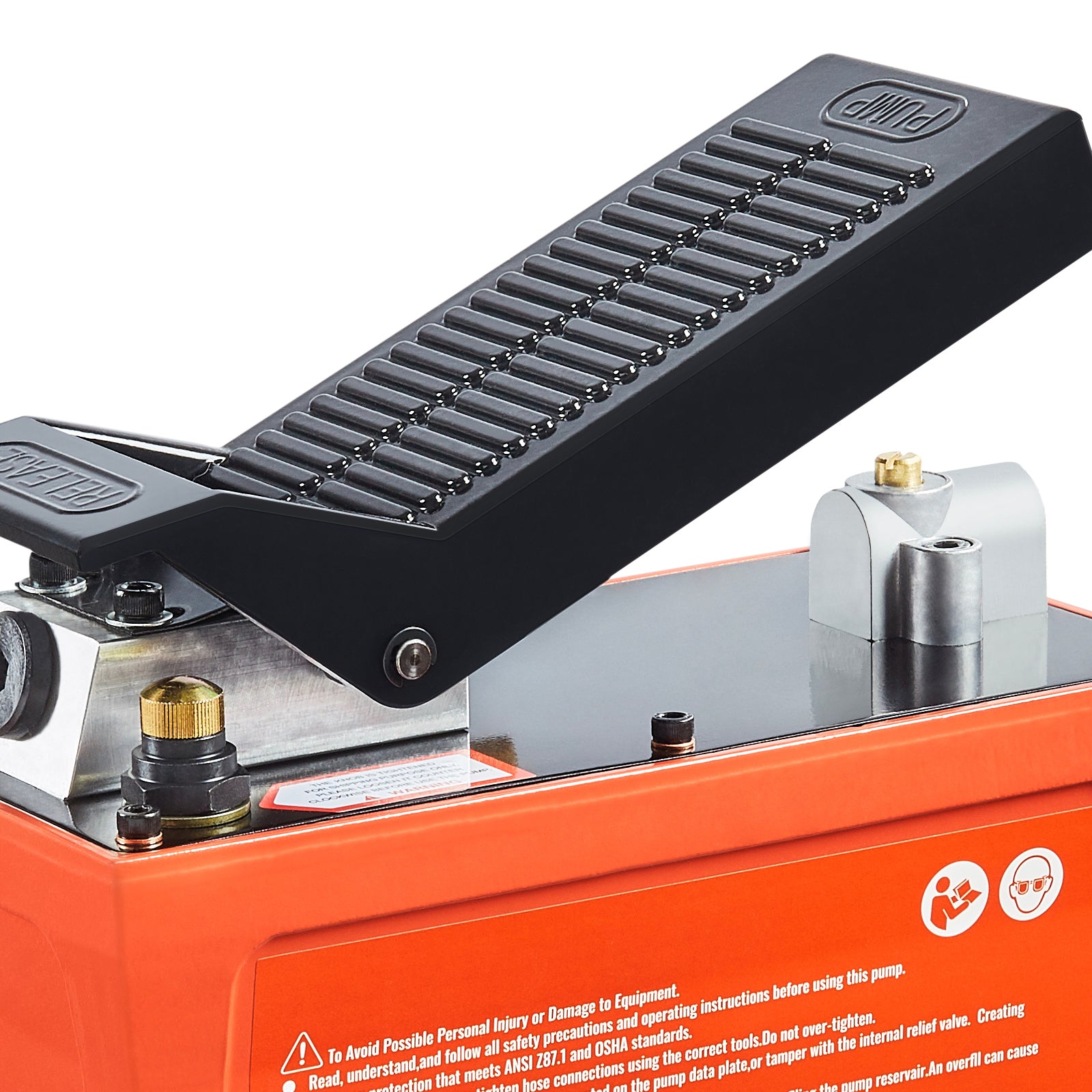 Air Hydraulic Pump, 10,000 PSI 1/2 Gal Reservoir, NPT 3/8" Oil Outlet, NPT 1/4" Inlet, 6.6 ft Pipe, Foot Actuated Hydraulic Pump Air Treadle for Auto Body Frame Machines and Pulling Post, Orange