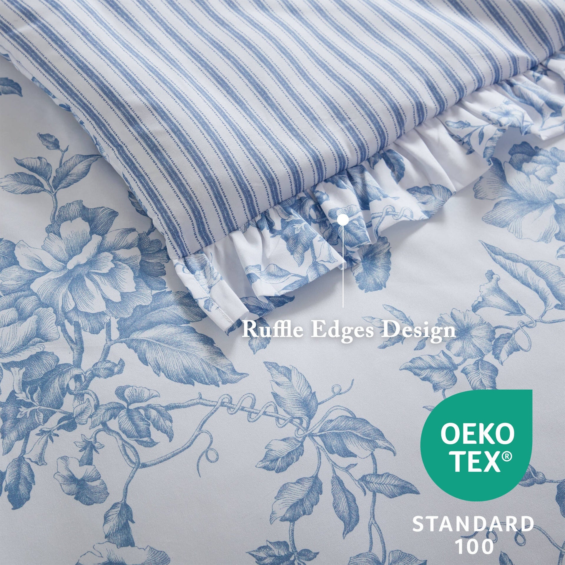 5 Pieces Full/Queen Comforter Set with Decorative Pillows,Blue