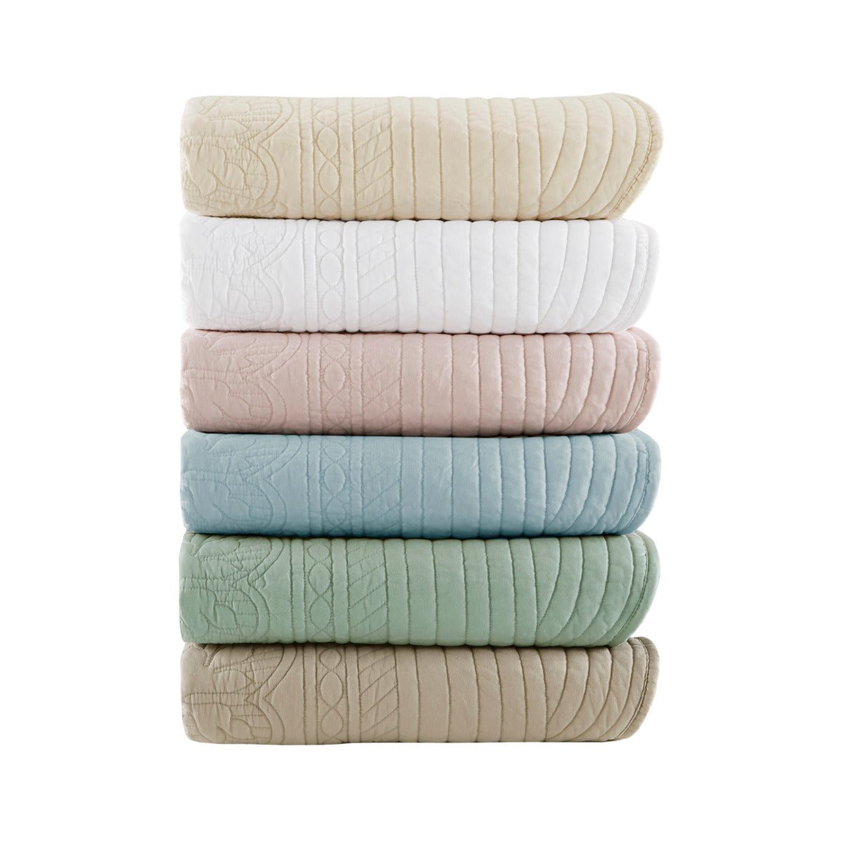 Oversized Quilted Throw with Scalloped Edges Blue 60x72"