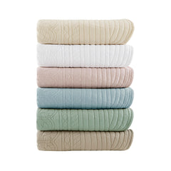 Oversized Quilted Throw with Scalloped Edges Blue 60x72"