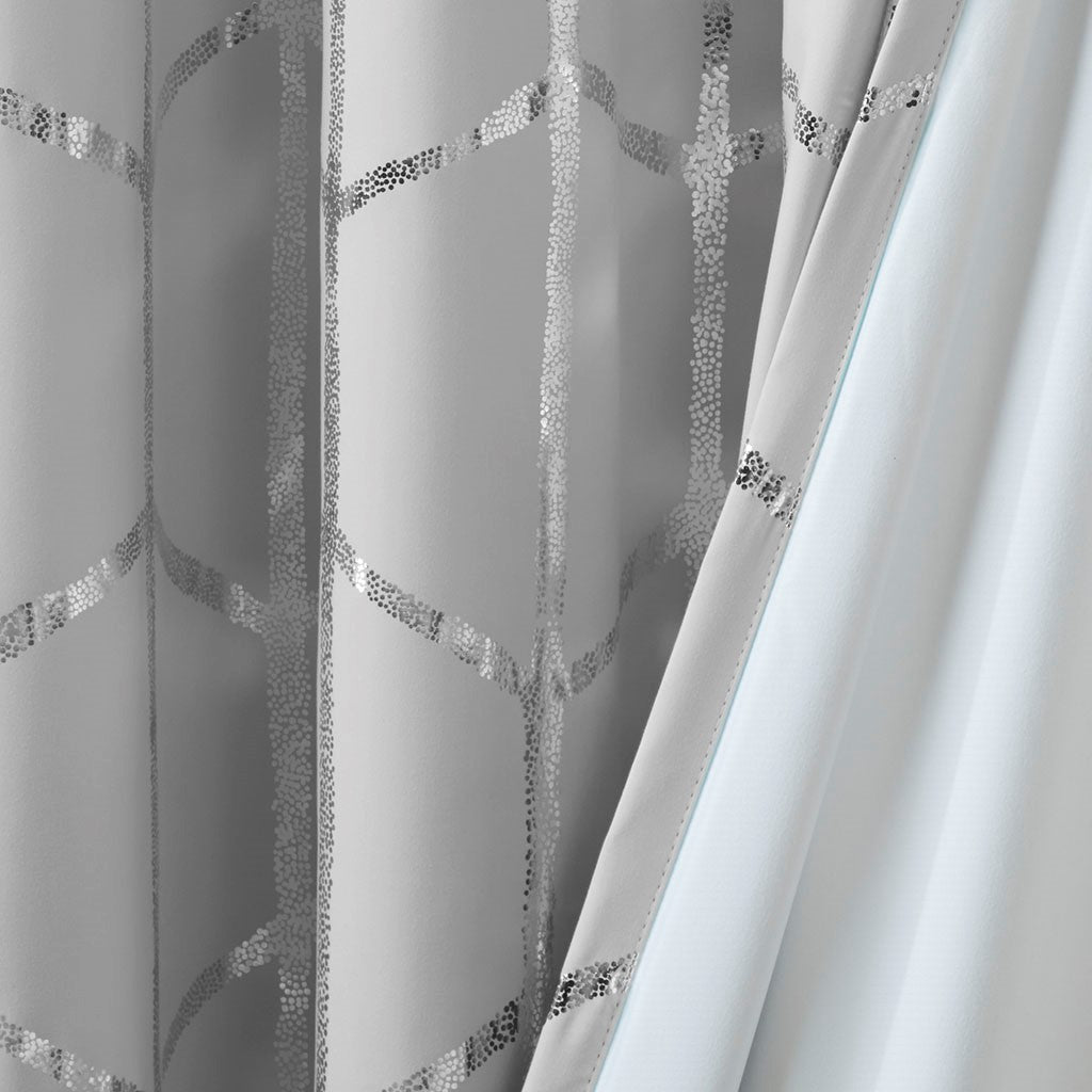 Total Blackout Metallic Print Grommet Top Curtain Panel(Only 1 Pc Panel)