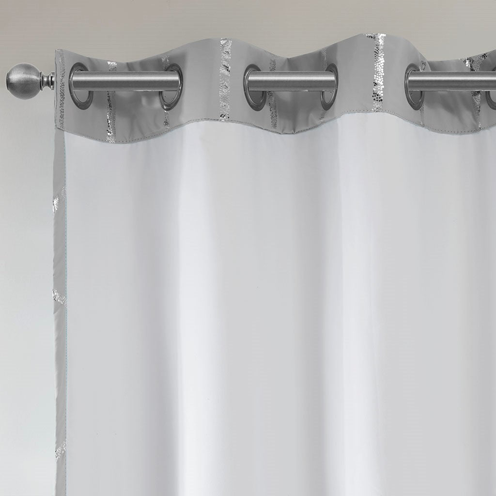Total Blackout Metallic Print Grommet Top Curtain Panel(Only 1 Pc Panel)