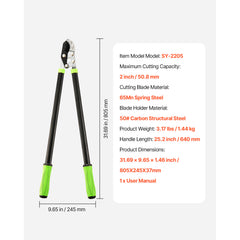 32 inch Loppers for Tree Trimming Branch Cutter Steel Heavy Duty to 2 inch Dia