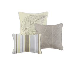 6 Piece Embroidered Quilt Set with Throw Pillows Yellow King/Cal King