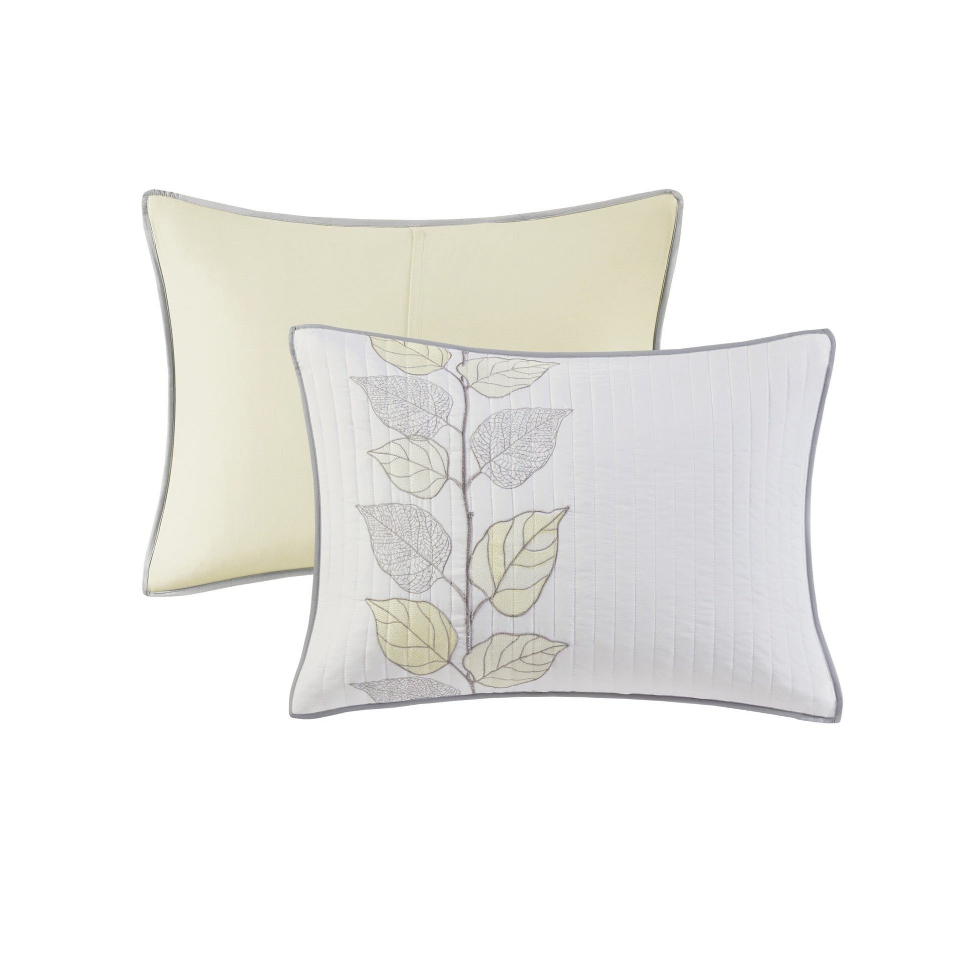 6 Piece Embroidered Quilt Set with Throw Pillows Yellow King/Cal King