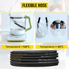 Hydraulic Hose 3/8 inch x 100 ft, Coiled Hydraulic Hose 4800 PSI, Rubber Hydraulic Hose with 2 High-Tensile Steel Wire Braid, Bulk Hydraulic Hose -20°C to 140°C, Hydraulic Oil Flexible Hose