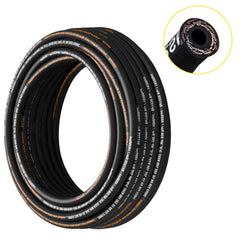 Hydraulic Hose 3/8 inch x 100 ft, Coiled Hydraulic Hose 4800 PSI, Rubber Hydraulic Hose with 2 High-Tensile Steel Wire Braid, Bulk Hydraulic Hose -20°C to 140°C, Hydraulic Oil Flexible Hose