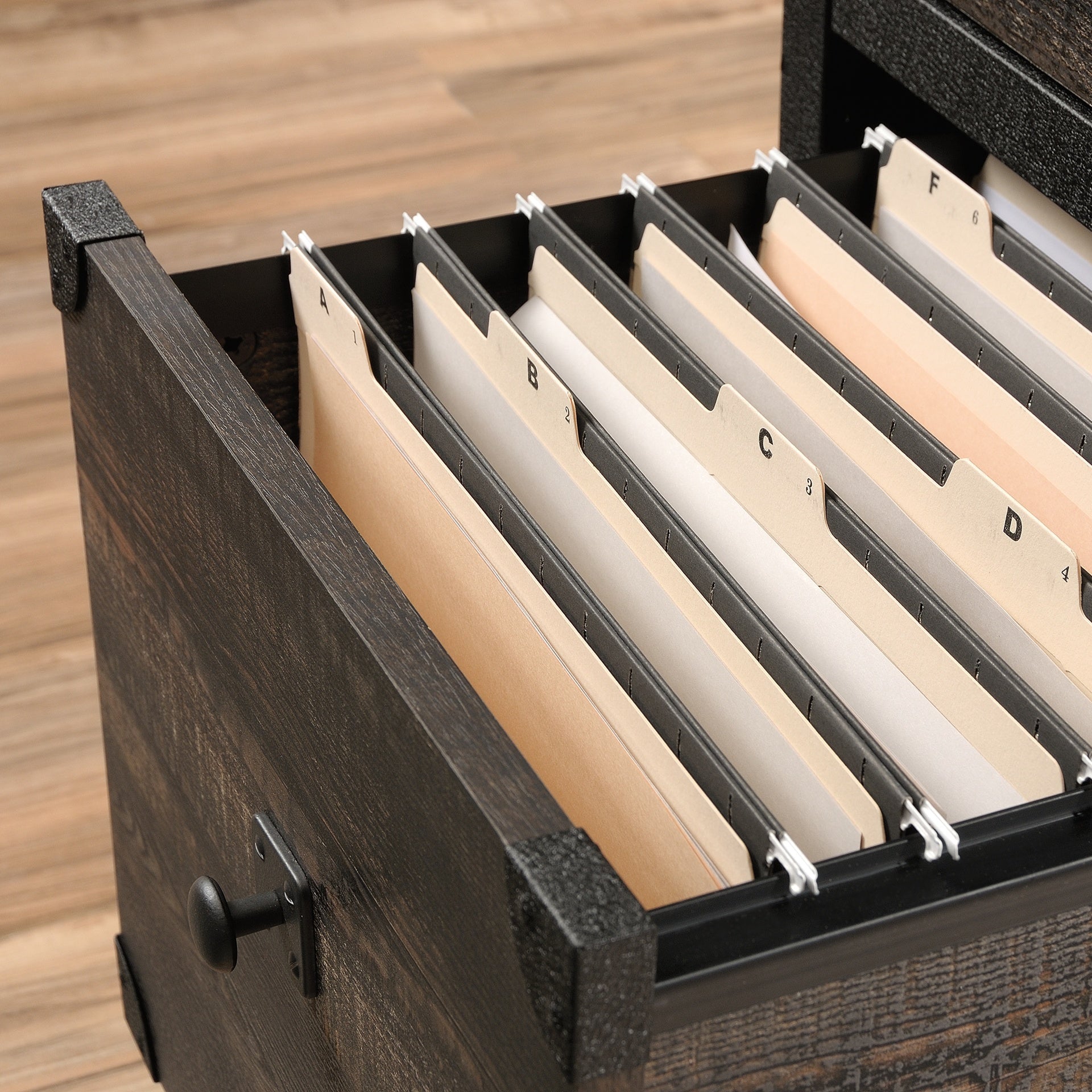 File Pedestal with Smooth-Glide Drawer, Dark Oak finish
