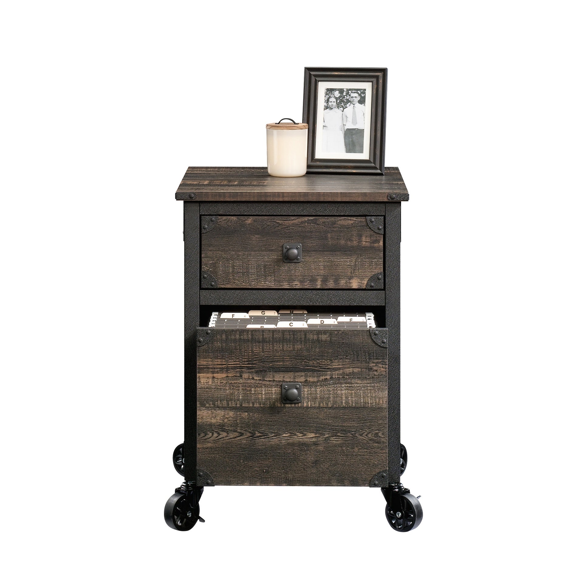 File Pedestal with Smooth-Glide Drawer, Dark Oak finish