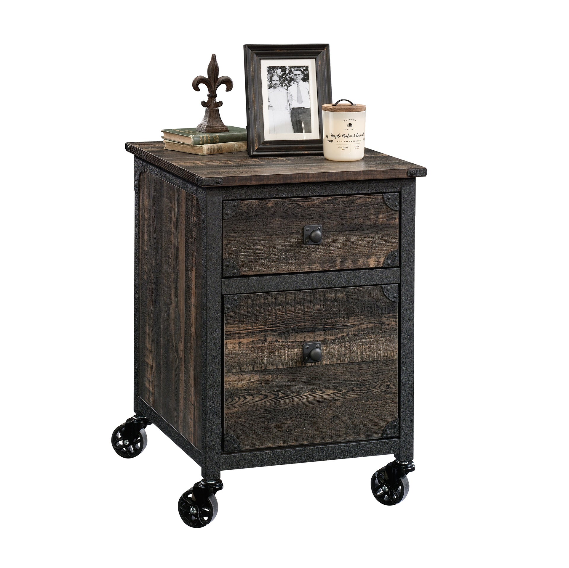 File Pedestal with Smooth-Glide Drawer, Dark Oak finish