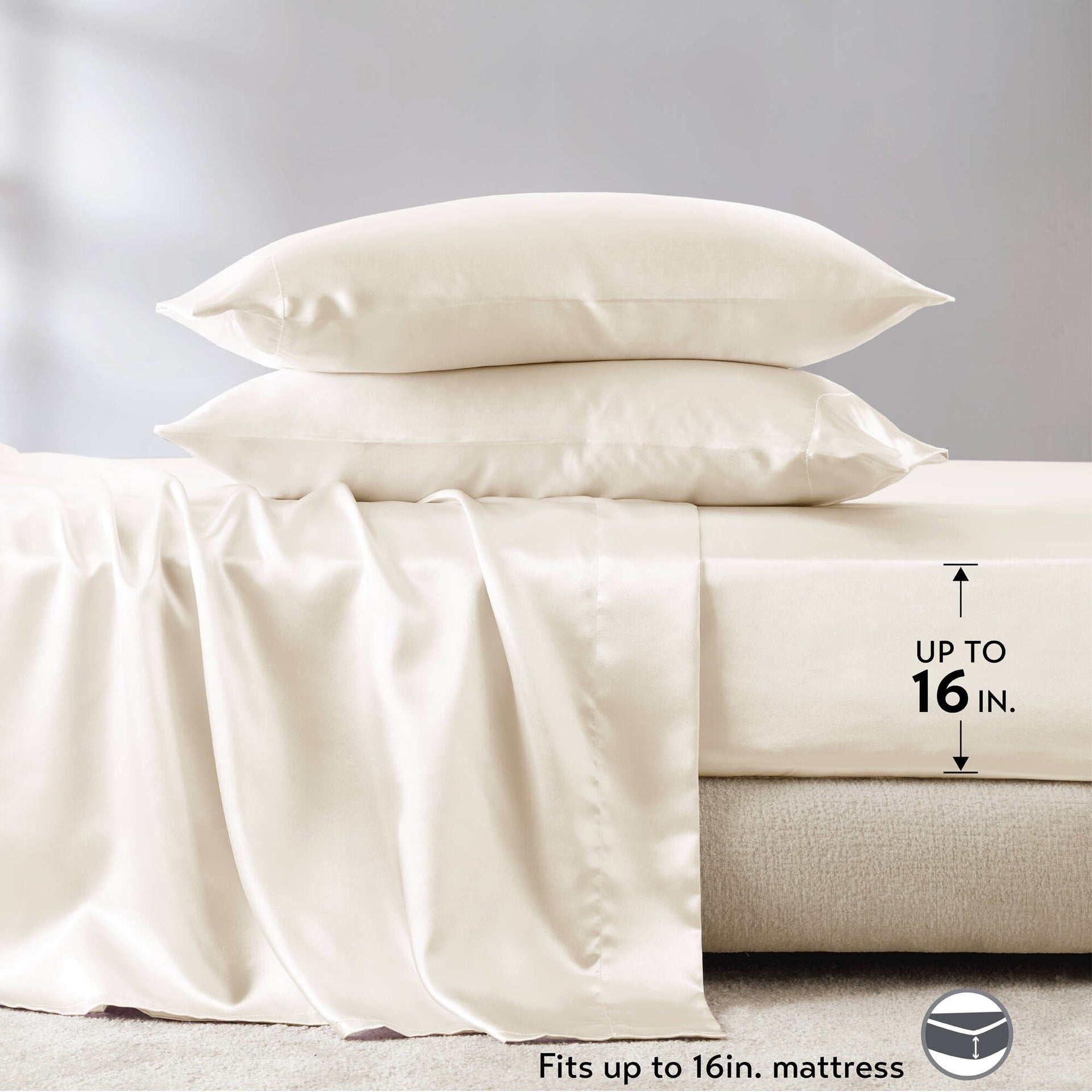 4 PCS Twin Luxury Sheet Set Ivory