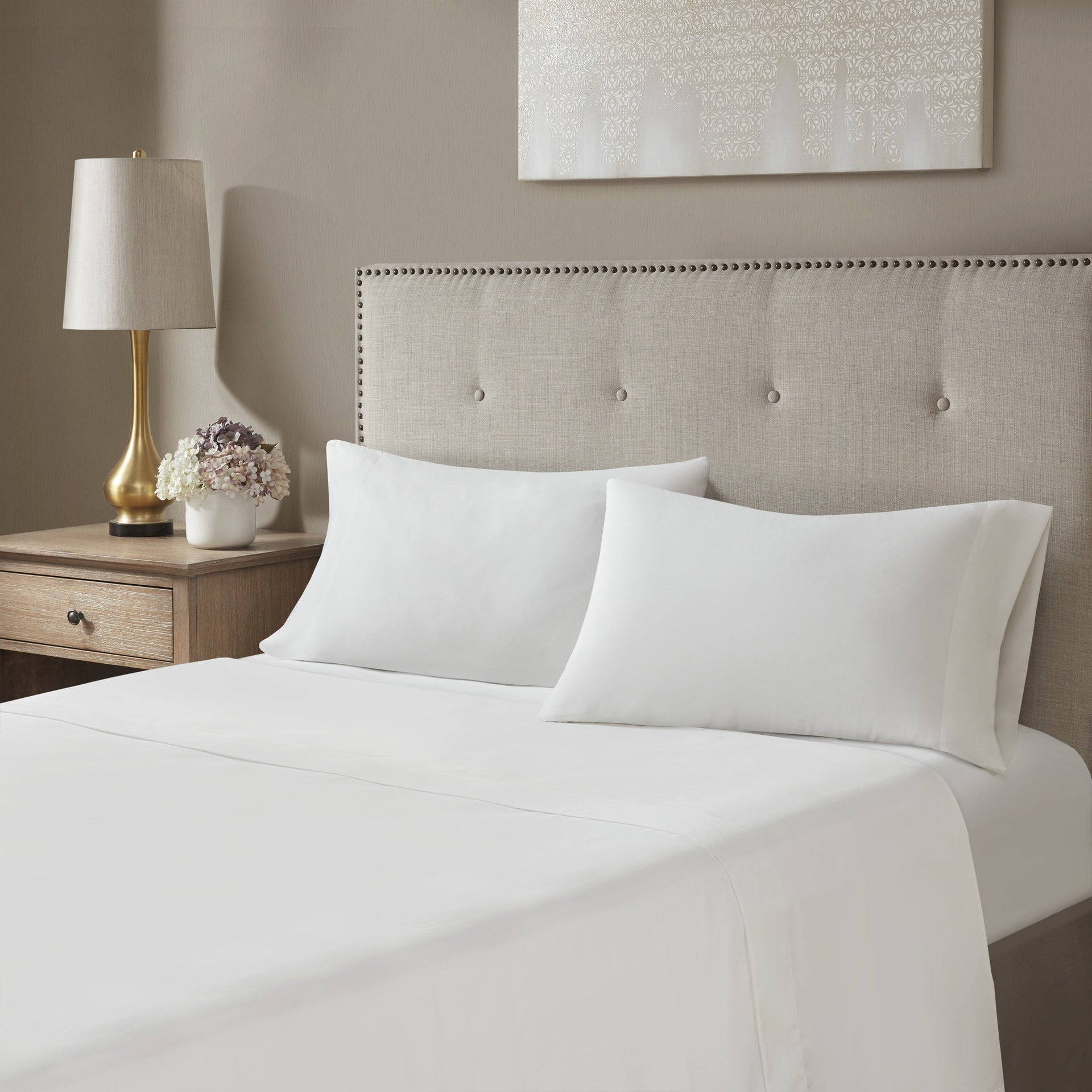 12 Piece Jacquard Comforter Set with Bed Sheets Khaki King
