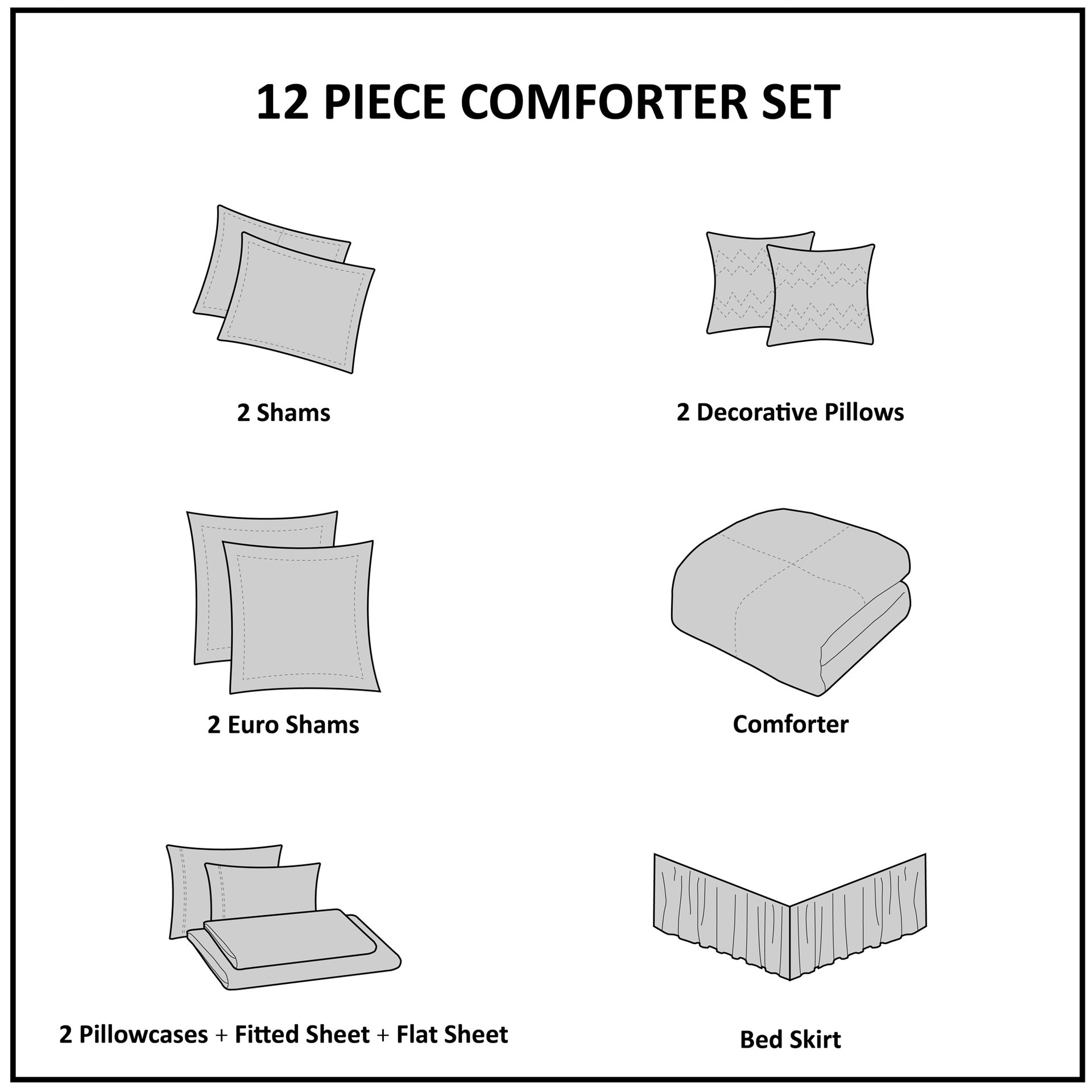 12 Piece Jacquard Comforter Set with Bed Sheets Khaki King