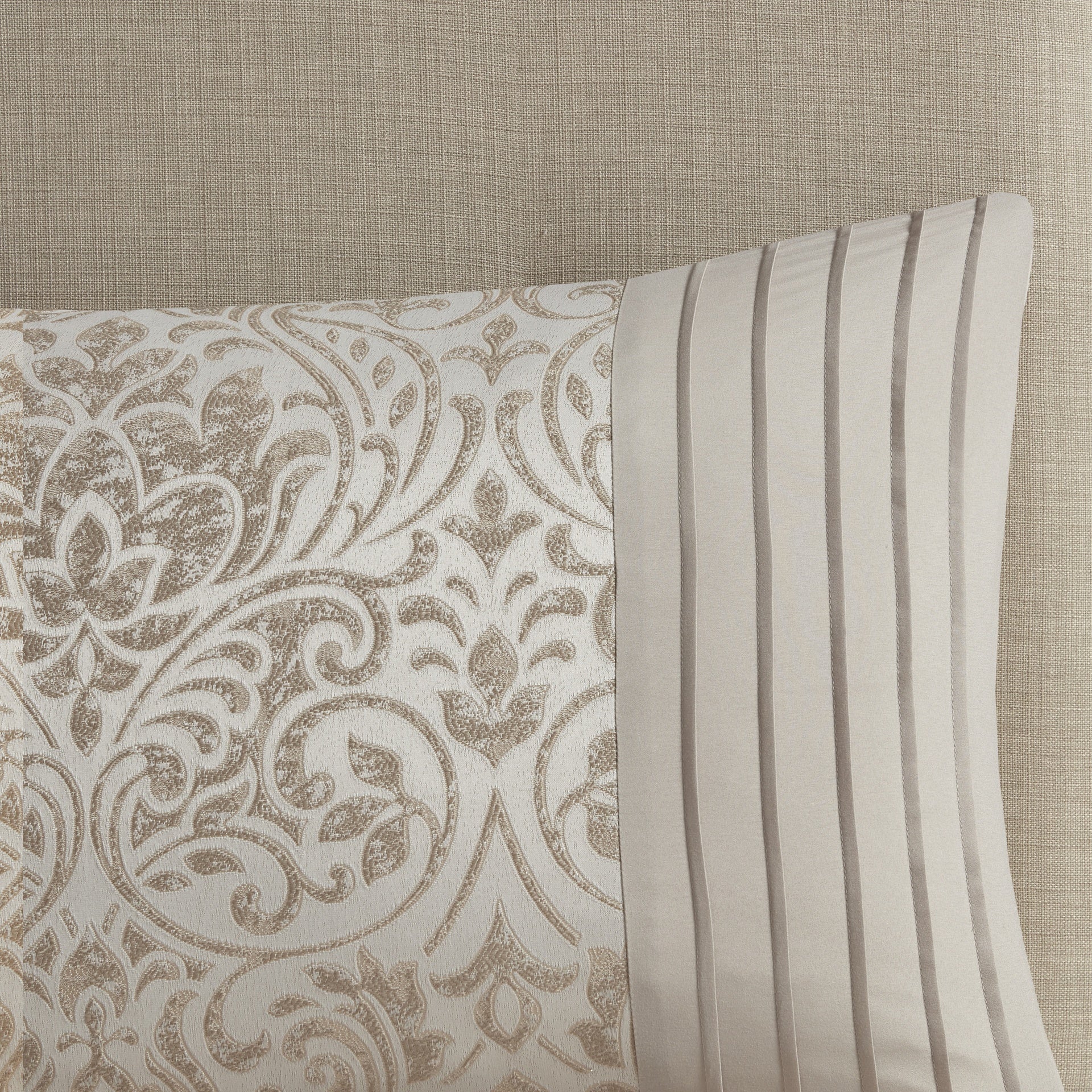 12 Piece Jacquard Comforter Set with Bed Sheets Khaki King