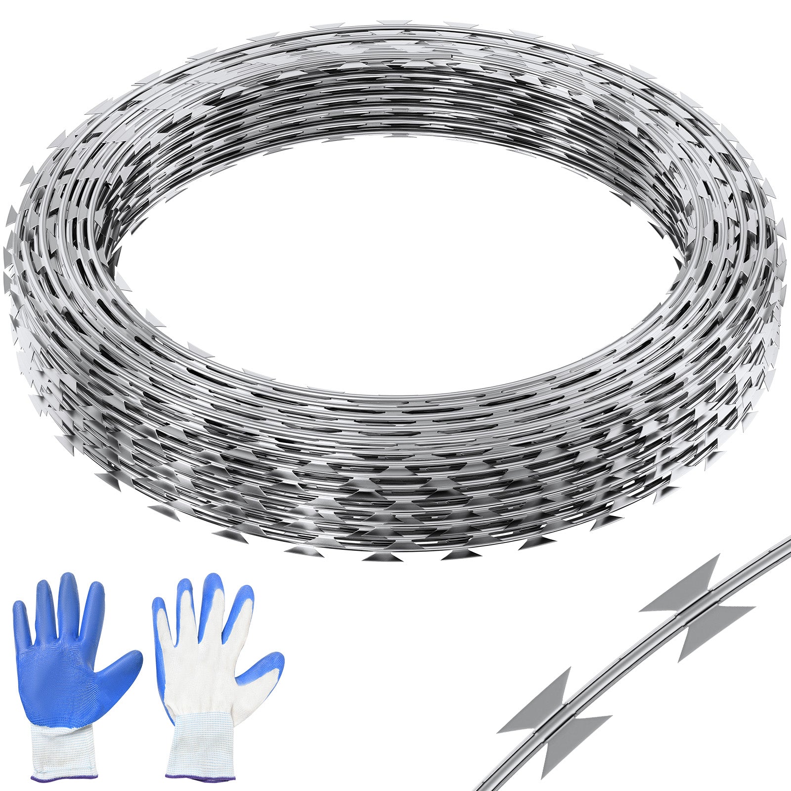 Razor Wires, 246 ft Razor Barbed Wire, 5 Rolls Razor Wire Fencing Razor Fence, Razor Ribbon Barbed Wire Galvanized Razor Wire Fence, Rolls Razor for Garden