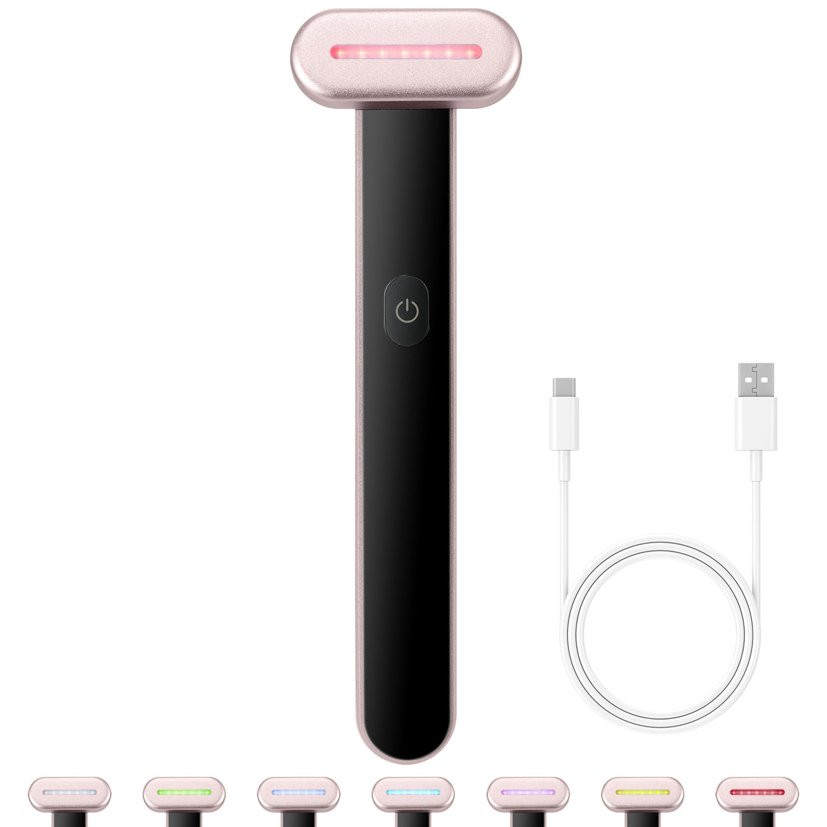 Red Light Therapy Facial Wand, 7-Color LED Facial Therapy Device with Heating Function,Featuring Microcurrent Vibration Massage, Portable LED Beauty Wand for Face and Neck