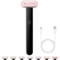 Red Light Therapy Facial Wand, 7-Color LED Facial Therapy Device with Heating Function,Featuring Microcurrent Vibration Massage, Portable LED Beauty Wand for Face and Neck