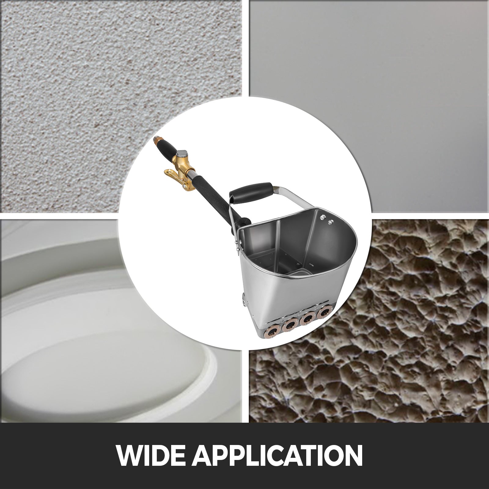 4 Jet 3Hp Stucco Sprayer Plaster Sprayer Cement Mortar Spray Gun Hopper Wall Paint Spray Gun Wall Painting Concrete Tool Manual Sprayer for Painting Wall or Ceilings