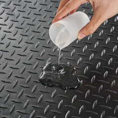Diamond-Plate Rubber Flooring Roll, 3 mm x 4 ft x 10 ft Garage Floor Mat, SBR Rubber Garage Flooring Roll, Easy to Clean, Diamond Plate Rubber Mat for Under Cars, Garage Industry Gym, Black