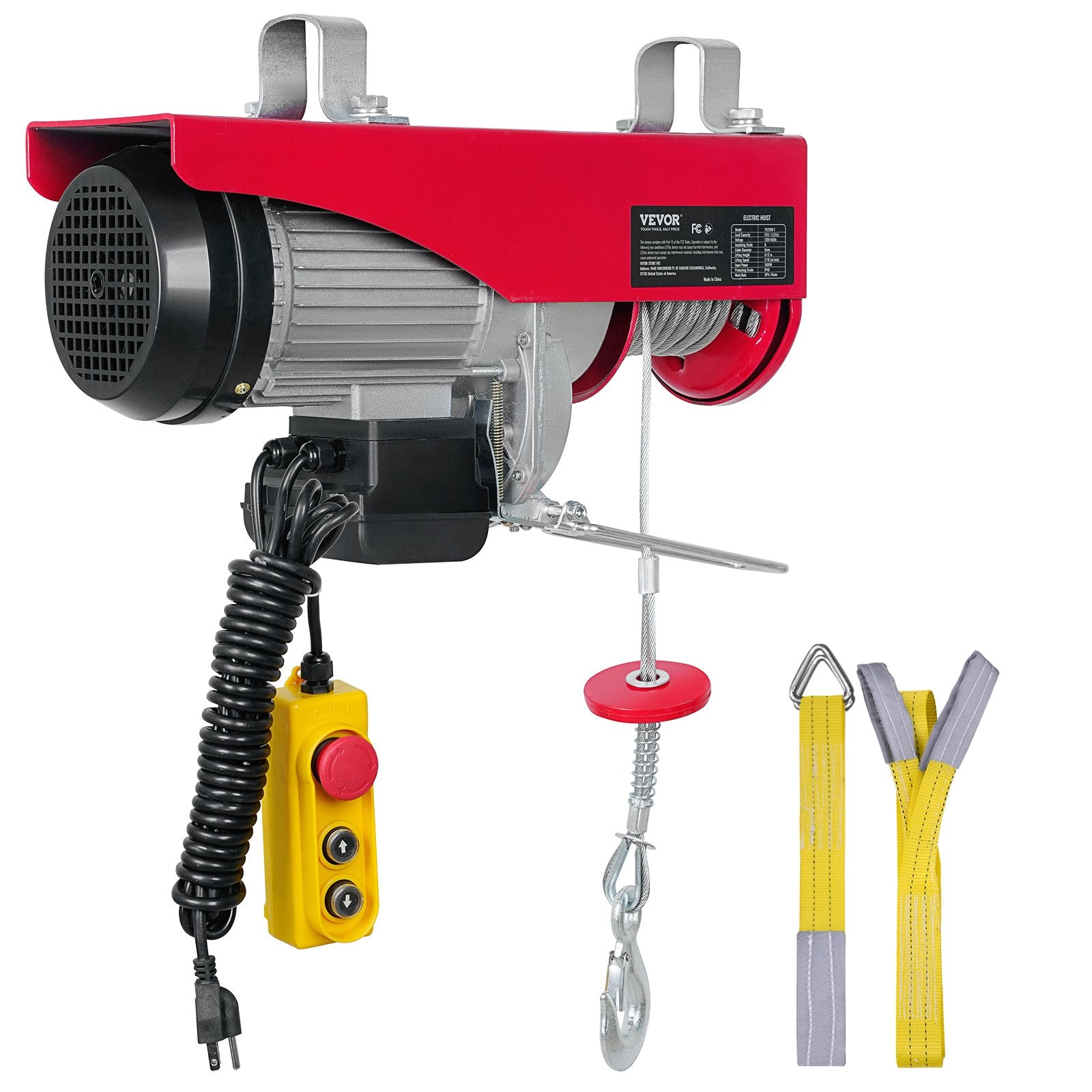 Electric Hoist, 1320 lbs Lifting Capacity, 1150W 110V Electric Steel Wire Winch with 14ft Wired Remote Control, 40ft Single Cable Lifting Height & Pure Copper Motor, for Garage Warehouse Factory