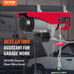 Electric Hoist, 1320 lbs Lifting Capacity, 1150W 110V Electric Steel Wire Winch with 14ft Wired Remote Control, 40ft Single Cable Lifting Height & Pure Copper Motor, for Garage Warehouse Factory