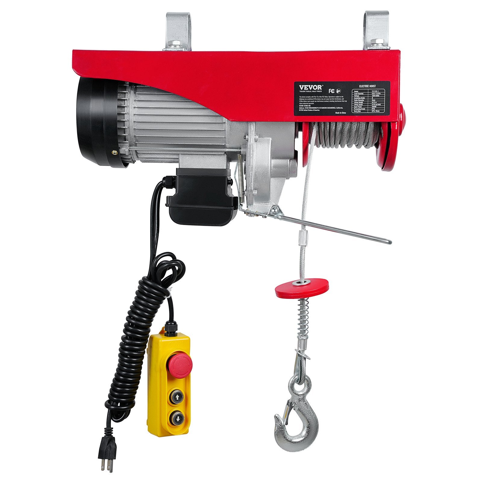 Electric Hoist, 1320 lbs Lifting Capacity, 1150W 110V Electric Steel Wire Winch with 14ft Wired Remote Control, 40ft Single Cable Lifting Height & Pure Copper Motor, for Garage Warehouse Factory